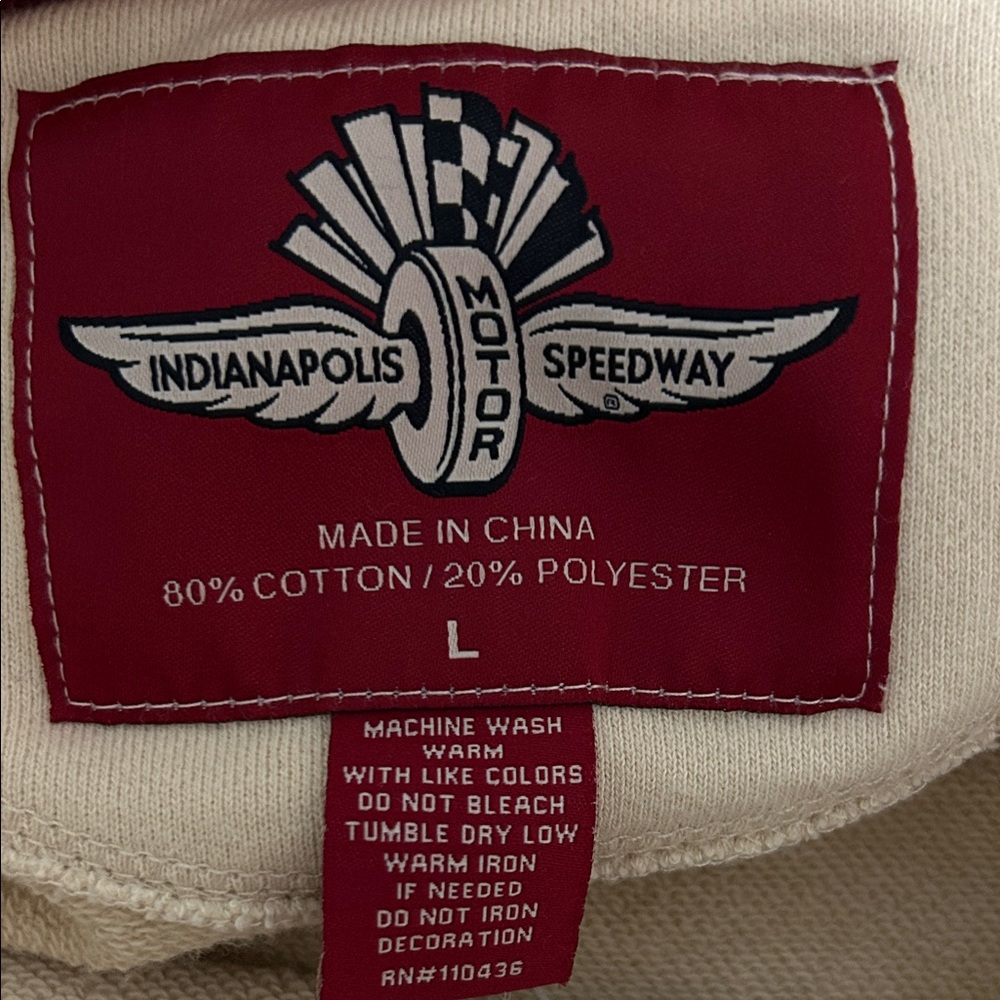 Cream Hoodie with Red 'INDY' Logo - Picture 2 of 3